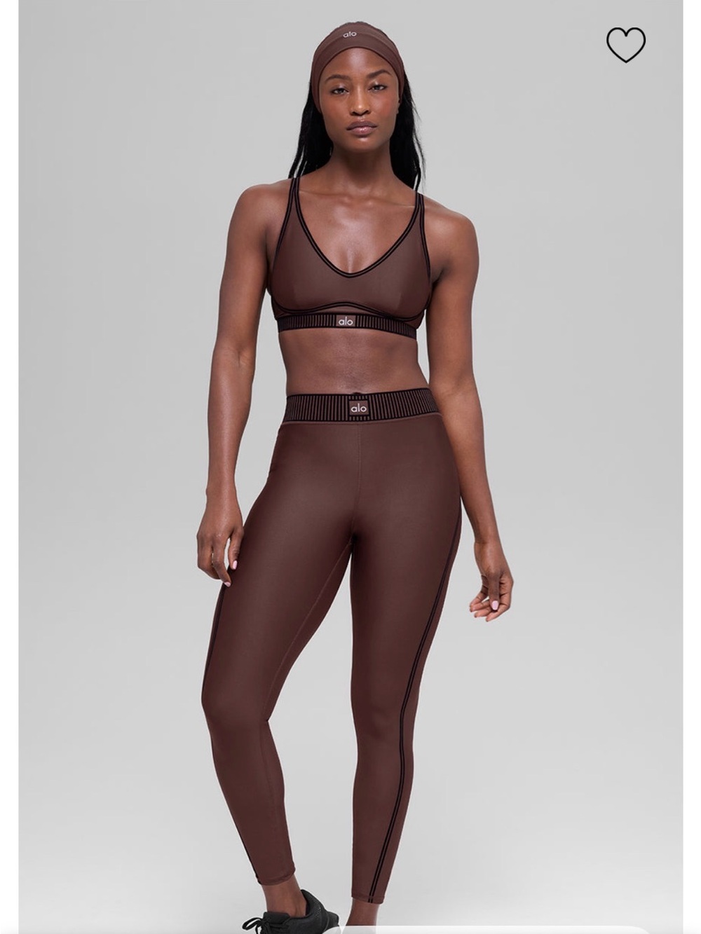 ALO Yoga Airlift Line Up Leggings & Bra Set XXS (Brownstone)